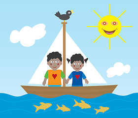 Image showing African American kids on sailing adventure