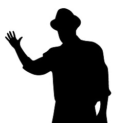 Image showing Man with hat waving his hand in greeting