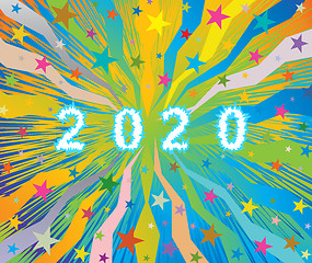 Image showing Happy New Year celebratory burst background with frozen ice letters 2020