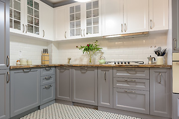 Image showing modern white wooden kitchen interior