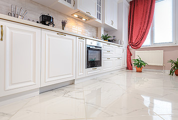 Image showing Luxury modern white kitchen interior