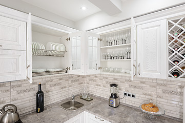 Image showing modern white wooden kitchen interior