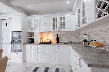 Image showing modern white wooden kitchen interior