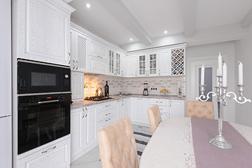 Image showing modern white wooden kitchen interior