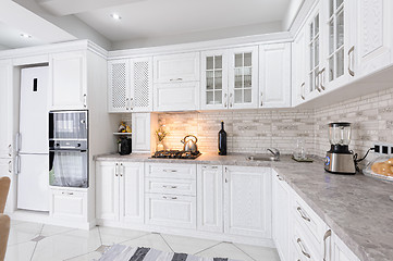 Image showing modern white wooden kitchen interior