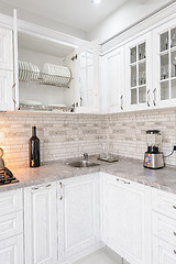 Image showing modern white wooden kitchen interior