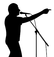 Image showing Businessman politician lecturer finger pointing motivational speech or singer is pointing