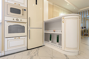 Image showing neoclassic style luxury kitchen interior with island