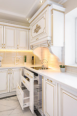 Image showing neoclassic style luxury kitchen interior with island