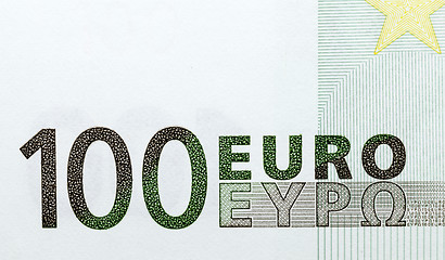 Image showing One hundred euros, green color