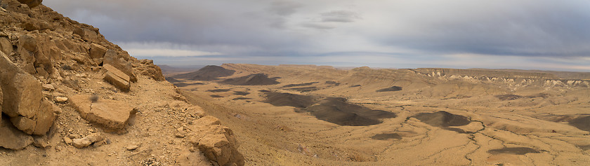 Image showing Desert panorama in Israel Ramon crater