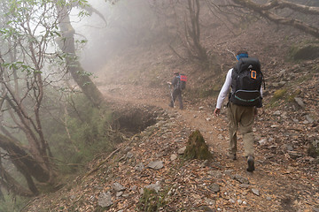 Image showing Backpakers in Nepal jungle trek