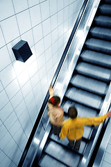 Image showing Escalator, blue