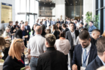 Image showing Abstract blured photo of business people socializing during banquet lunch break break at business meetin, conference or event