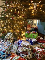 Image showing Christmas Tree and Christmas gift boxes