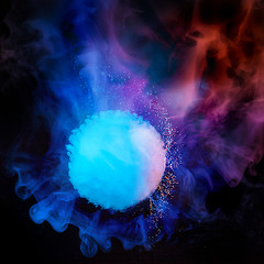 Image showing Splash of colorful smoke in ultraviolet colors.