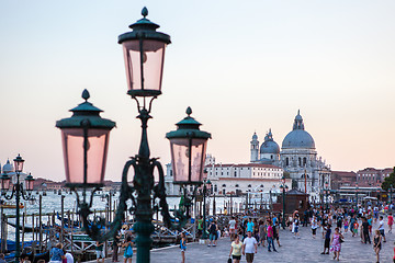 Image showing VENICE, ITALY - AUGUST 23, 2012. Cityscape with view to Basilica Santa Maria della Salute and Grand Canal.