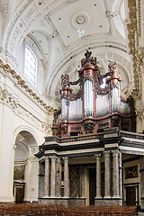 Image showing Big organ hall in the medieval cathedral.