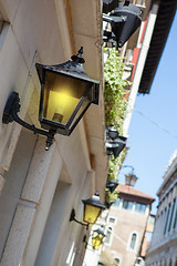 Image showing Old-fashioned lantern glowing of bright yelow light.