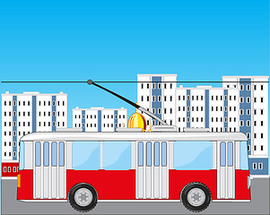 Image showing Vector illustration of the transport trolley bus in city