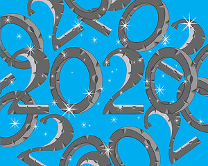 Image showing Decorative numerals 2020 patterns on turn blue background