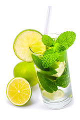 Image showing Mojito cocktail with fresh mint isolated on white