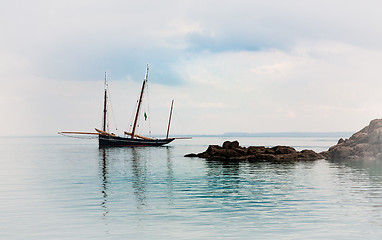 Image showing Sailing boat in the clear water