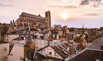 Image showing Bourges city and the cathedral seen from the roofs