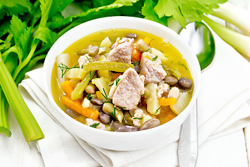 Image showing Soup Eintopf in bowl on white board