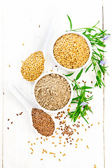 Image showing Flour linen in bowl with seeds on white board top