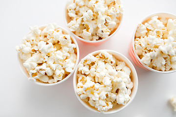 Image showing close up of popcorn in disposable paper cups