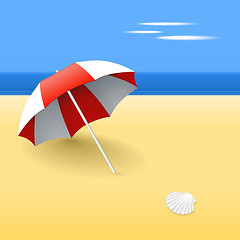 Image showing Red beach umbrella