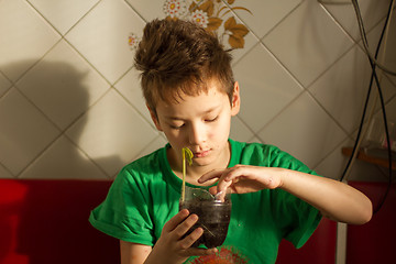 Image showing Boy with chickenpox grow plant