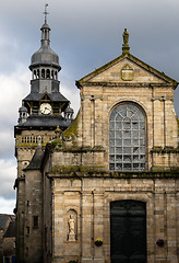 Image showing The church and bell towerin Moncontour