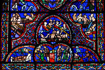 Image showing Bourges cathedral stained glass, the Last Judgement Window