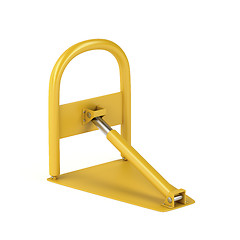 Image showing Yellow foldable parking barrier