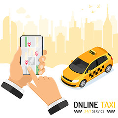 Image showing Online Taxi Isometric Concept