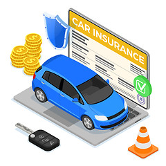 Image showing Online Car Insurance Isometric Concept