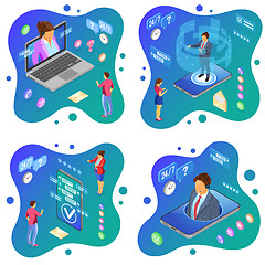 Image showing Isometric Online Customer Support Templates