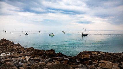 Image showing Sailing boat in the clear water