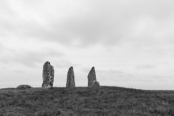 Image showing Open landscape with ancient standing stones