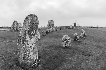 Image showing Ancient ship formation with standing stones