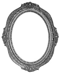 Image showing Old wooden silver plated oval Frame Isolated on white