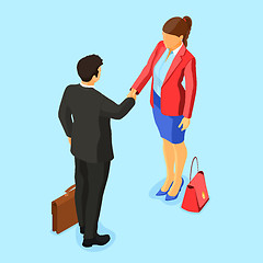 Image showing Partnership Handshake Business Man and Woman