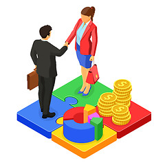 Image showing Partnership, Handshake Business Man and Woman