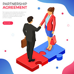 Image showing Partnership, Handshake Business Man and Woman