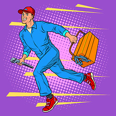 Image showing Male master repairman runs