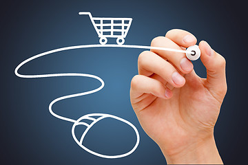 Image showing Ecommerce Shopping Cart Computer Mouse Concept