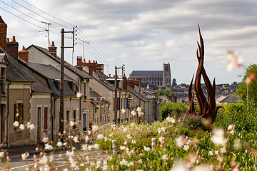 Image showing Street In Bourges city and the cathedral, France