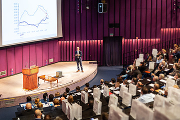 Image showing Speaker giving presentation on business conference event.